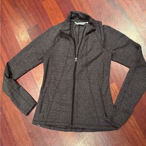 Athleta Black/Gray Utility Jacket with Stand-Up Collar and Slim Fit